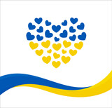 Fototapeta  - Ukraine support symbol, UA flag and heart, ukraina love, vector illustration
