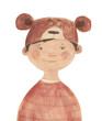 Boy in hat bear. Watercolor illustration, hand drawn