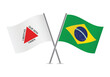 Minas Gerais (a state in Southeastern Brazil) and Brazilian crossed flags on white background. Vector icon set. Vector illustration.
