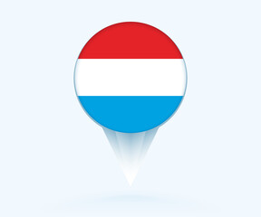 Sticker - Map pointer with flag of Luxembourg.