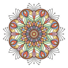 Wall Mural - colorful ethnic fractal. round tribal decorative pattern