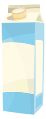 Poster - Milk paper pack. Blue drink box cartoon icon