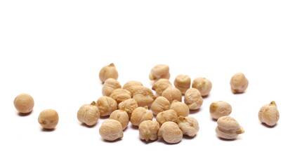 Wall Mural - Raw chickpeas pile isolated on white  