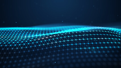 Wall Mural - futuristic glowing wave. the concept of big data. network connection. cybernetics. abstract dark bac