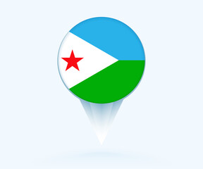 Sticker - Map pointer with flag of Djibouti.