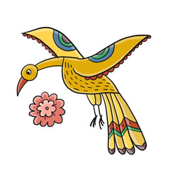 Poster - Mythical flying Bird. Ornamental character for your design