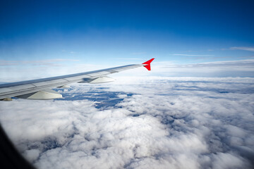 Wall Mural - view through window of aircraft during flight