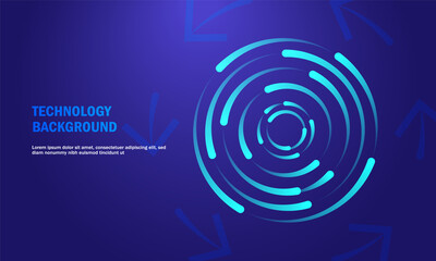 Wall Mural - Technology Background ,Circle movement and motion over dark blue background.