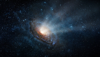 Wall Mural - radiation from a black hole at the center of a galaxy. space scene with stars, black hole in galaxy.