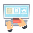 © Denis Lytiagin - Buy online. Credit card purchase on the Internet, vector illustration