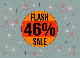 Flash sale 46%. 46% discount banner for special offer and web sales.