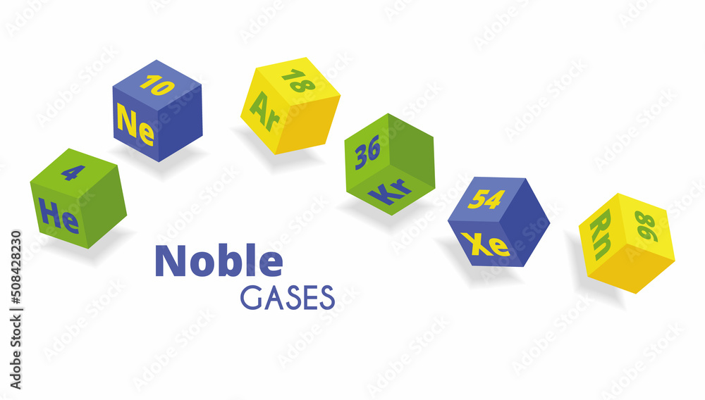 Image vectorielle Stock Noble gases. Vector color 3d illustration ...