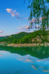 Sticker - Mountains and lakes scenery in summer