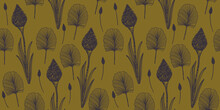 Japanese Style Pattern With Linear Burdock And Celosia Flower