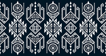 Abstract Ethnic Geometric Print Pattern Design Repeating Background Texture In Black And White. EP.11