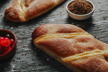 Wall Mural - some catalan coca de sant joan cakes on a table