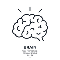 Wall Mural - brain editable stroke outline icon isolated on white background flat vector illustration. pixel perf