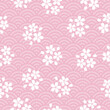 © FRESH TAKE DESIGN - Seamless pattern with Japanese waves and sakura flowers. Traditional print with cherry blossoms.