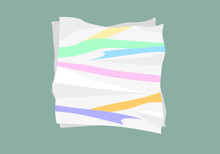 Multicolours Print Trendy Colours Highlighters On The Creased Napkin On The Green Background.
