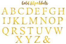 Gold Alphabets Design On White