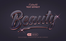 Beauty Text Effect Rose Gold Style. Editable Text Effect.