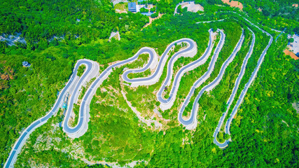 Wall Mural - Aerial photo of Kowloon Winding Mountain Road in Qingzhou