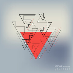 Poster - Vector abstract pattern with triangle. Connect lines and dots on gradient background. Web line element design. Geometric connect business template