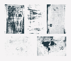 Wall Mural - Set of monochrome abstract vector grunge textures.