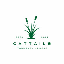 Cattail Grass Logo Design Vector Illustration