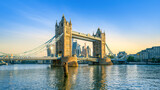 Fototapeta Londyn - the famous tower bridge in london during sunrise