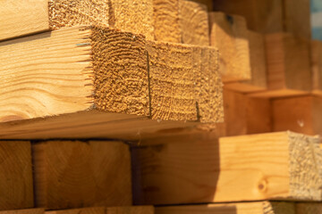 Wall Mural - Wooden blocks for construction. Selective focus. Background image