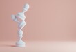 Pawn balance on a pastel pink background. Conceptual 3D illustration