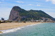 Poniente Beach in La Linea with a view over the Rock of Gibraltar in Andalusia, Spain