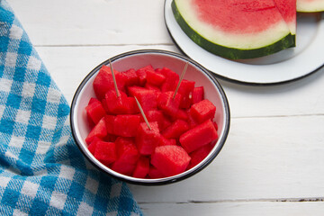 Wall Mural - Cutted watermelon fruit without seeds