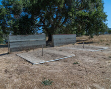 A Horseshoe Pit Game Stands Vacant At Lake Cachuma In Santa Barbara County, CA.