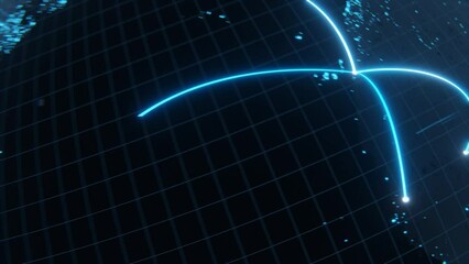 Wall Mural - Tech earth globalization in 3d animation. Global Business dots on rotating planet.