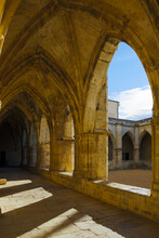 Arched Corridor In Courtyard Of Cathedral Of Saint Nazaire, Beziers, France
