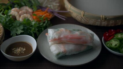 Poster - vietnamese spring rolls with ingredients