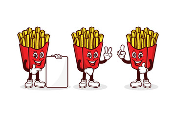 Wall Mural - French Fries cartoon character vector design collection