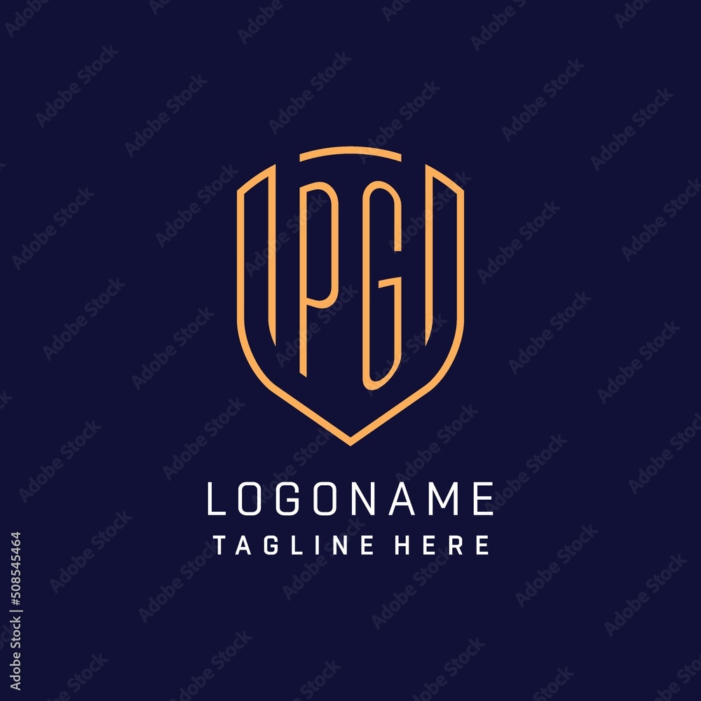 Letter PG monogram logo shield shape with luxury monoline style Stock ...