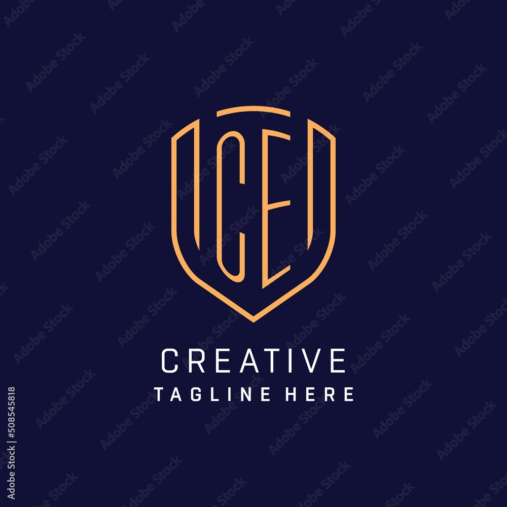 Letter CE monogram logo shield shape with luxury monoline style Stock ...