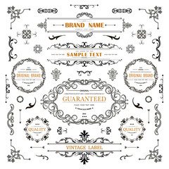 Wall Mural - set of vintage decorations flourishes elements.