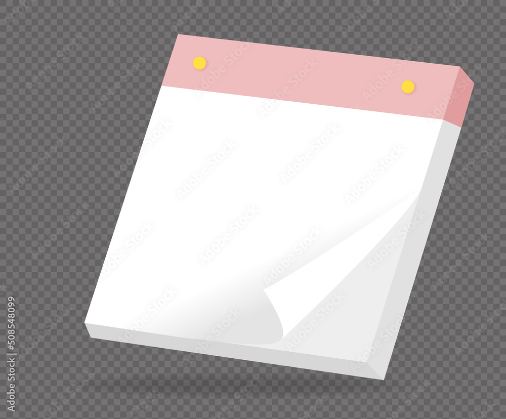 pink Post-it pad memo  illustration set. diary, memo label, sticker, memo, pencil,  Vector drawing. Hand drawn style.