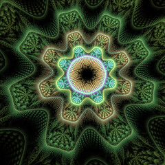 Wall Mural - abstract fractal mandala, computer-generated illustration.