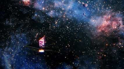 Wall Mural - galaxy exploration with nasa james webs telescope outer space towards central glowing milky way gala
