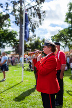 Bugle Player Playing At ANZAC Day Memorial Service