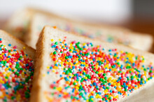 Colourful Sprinkles On Fairy Bread Close Up