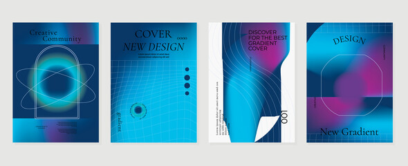 Fluid gradient background vector. Futuristic style posters with dark tone color, grid, geometric shapes and liquid color. Modern wallpaper design for social media, idol poster, banner, flyer.