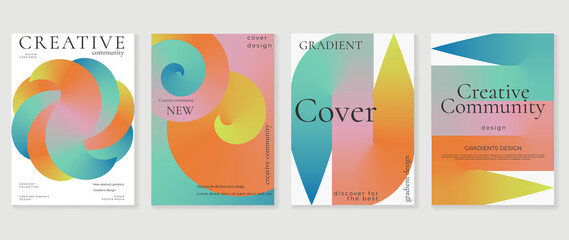 Fluid gradient background vector. Cute and minimal style posters with colorful, vibrant geometric shapes and liquid color. Modern wallpaper design for social media, idol poster, banner, flyer.