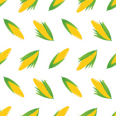 Wall Mural - Fresh corn vector seamless pattern background for food and harvest design.
